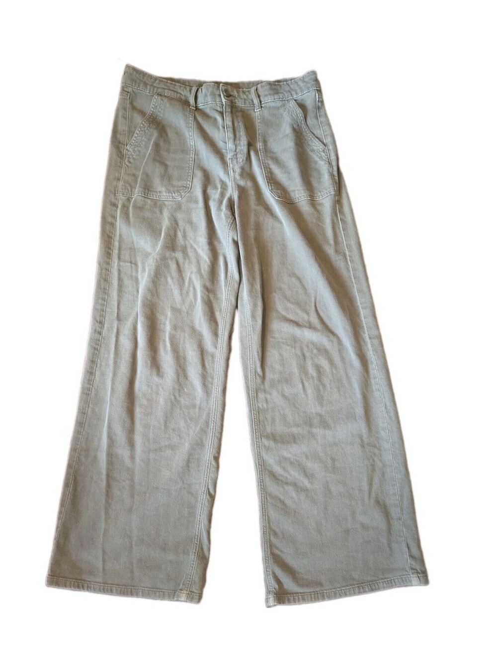American Eagle Super High Rise Baggy Wide Leg Army Green Pants Sz 10 Boho Womens